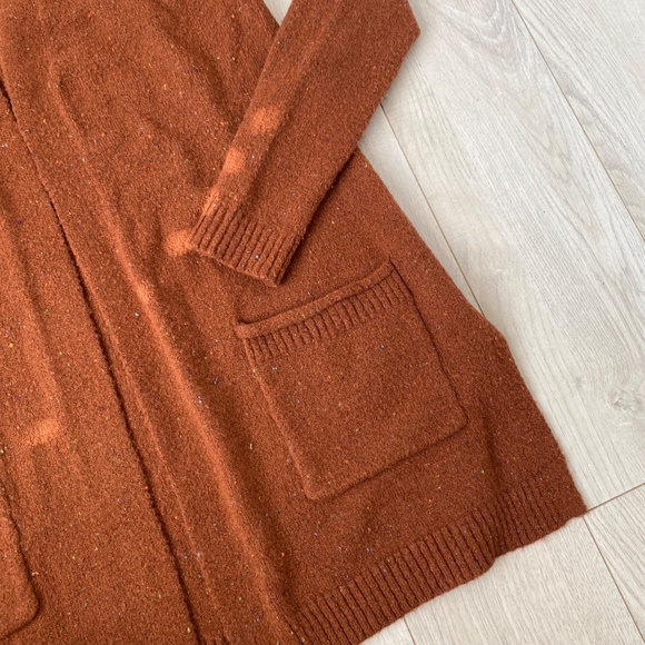 Burnt Orange Pocket Front Speckled Sweater Cardigan - Picture 2 of 14